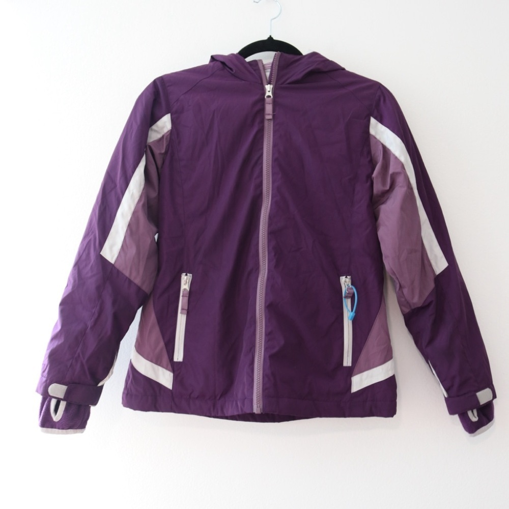 Lands End Purple Insulated Hooded Winter Jacket Girls Size Medium 10-12 - Picture 2 of 6